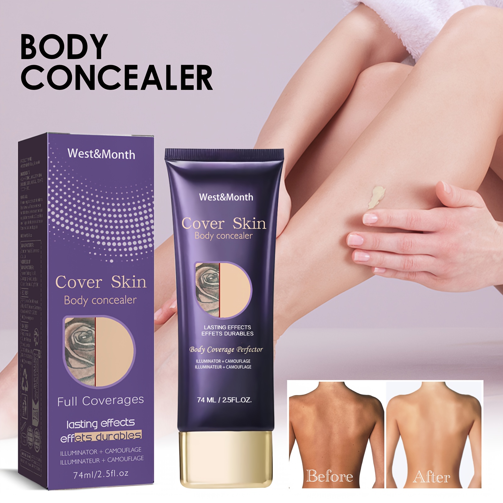 Body Concealer, Waterproof, Matte Suitable for All Light Beige Tones, Natural Makeup, Lasting Matte Effect, Full Coverage Of Concealer Cream, Suitable for Seamless Coverage Of All Light Beige Tones