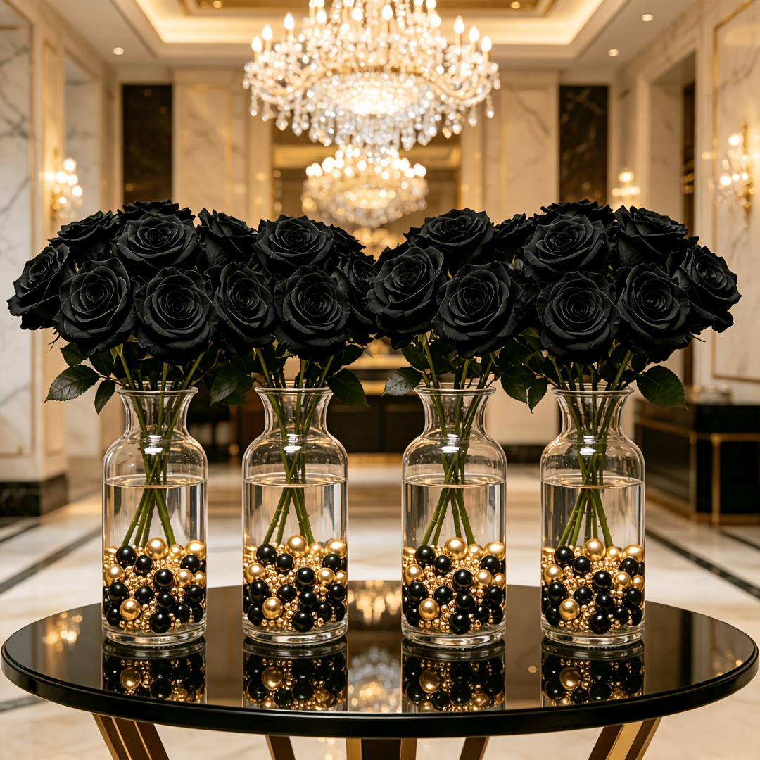 TEMU 1736pcs, 0.3/0.5/1/1.4cm , Black Beads, Pearls Beads, Black And Decorations, Vase Fillers For Centerpieces, Birthday Party, Proposal, Diy, Art