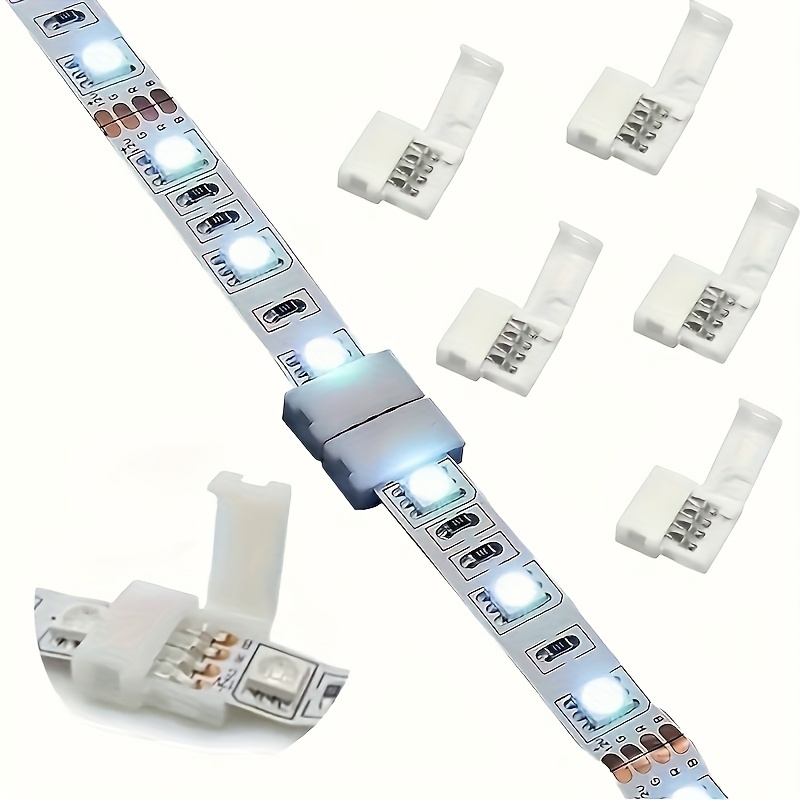 

Led Strip Connector, 10mm Wireless 4-pin 5050 Rgb Led Strip Connector Kit, Solder-free Colorful Led Strip Connector, 5v 12v 24v