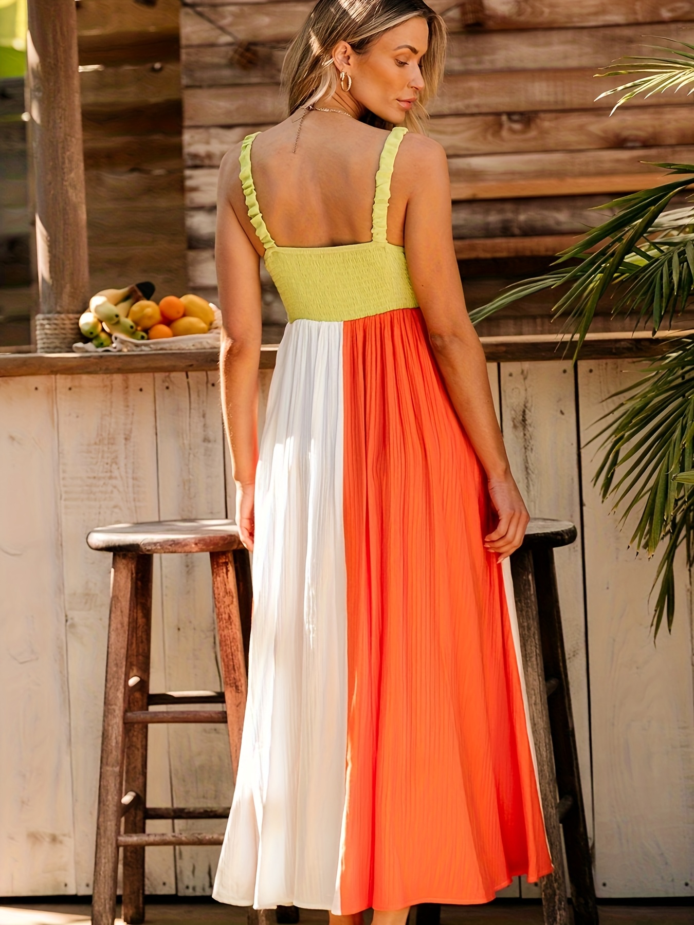 women's color block maxi dress sleeveless high Temu Mauritius