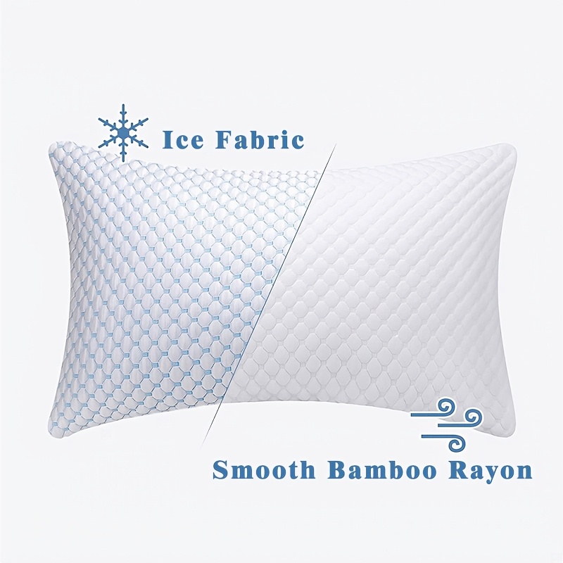 1pc Queen Size Cooling Pillow | Adjustable Loft Bed Pillow, Breathable, Washable Removable Cover, Firm or Soft Options for Side, Back, Stomach, Hot Sleepers, MINCOCO