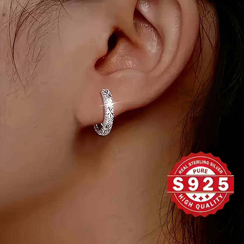 925 Sterling Silver Women's Earrings Matte Glitter Studs Hypoallergenic