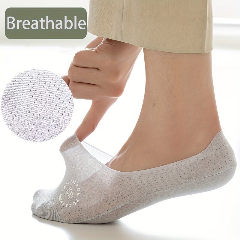 5 Pairs of Men'S Summer Breathable Mesh Bottom Business Casual Sports Non-Slip Invisible Boat Socks