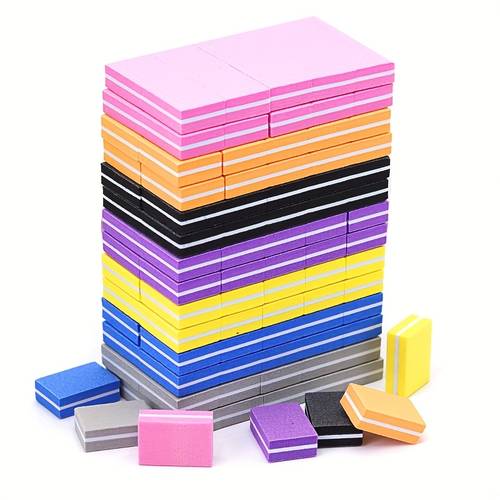 20pcs sponge nail buffers double sided 100 180 grit mini nail files portable travel for acrylic natural nails ideal for use nail buffing tools portable nail buffers durable nail buffers nail buffing tools