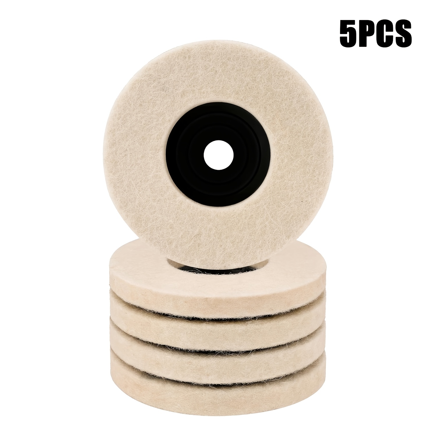TEMU 5pcs 3" Wool Felt Polishing Discs Buffing Pads Compatible With Angle Grinder, Professional Polishing Wheels For Metal,, Jewelry, Chrome & Car