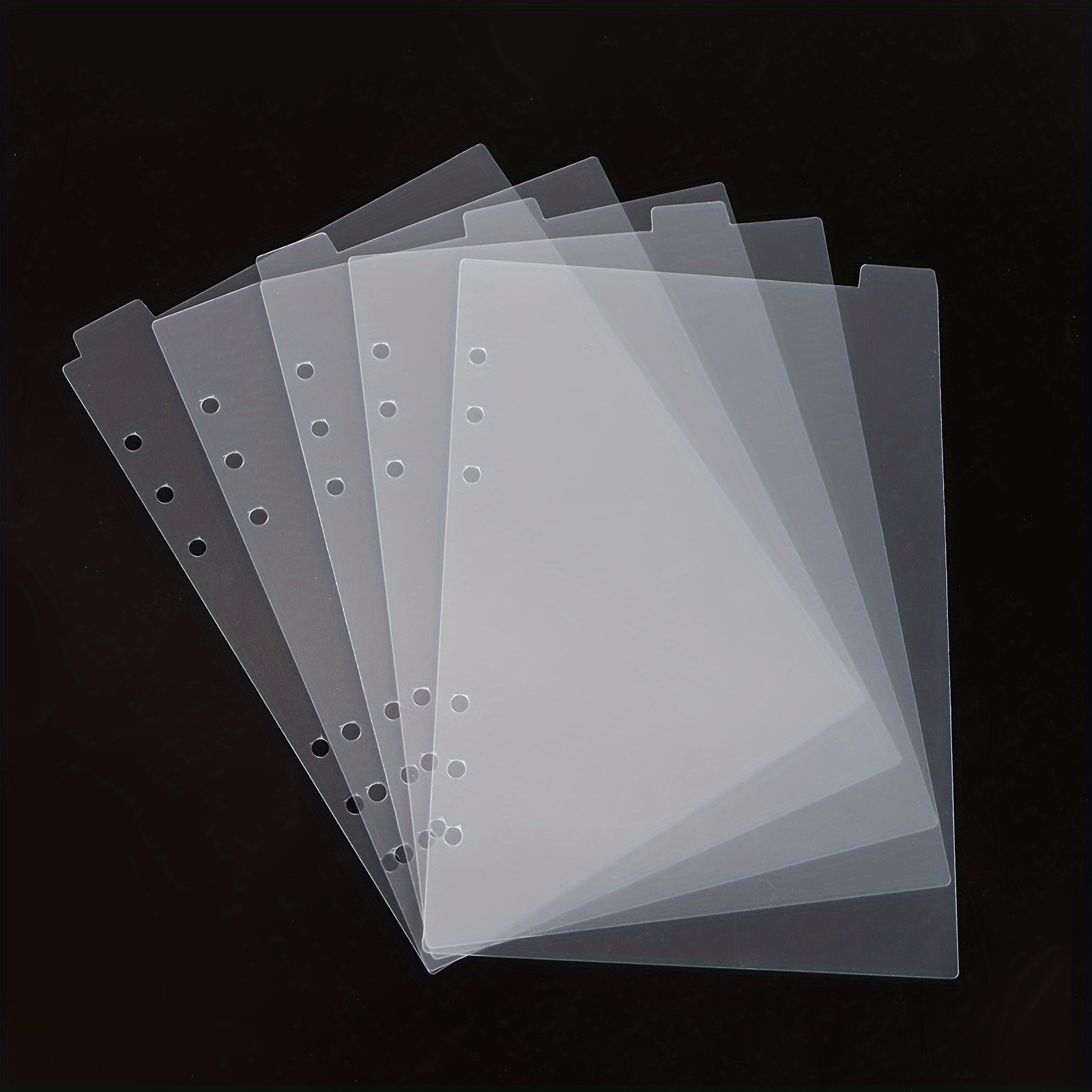 E-shop 5 Stück 5 Blatt A5 Trenner Seiten (Transparent ) Etiketteneinband Trenner mit Tabs 6 Ring A5 Kunststoffeinband Index Trenner Durchscheinende A5