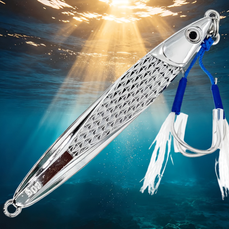 TEMU 1pc de jig métallique coulissant pour la pêche, adapté au traineau, disponible en argent avec des poids de 80G, 100G, 120G, idéal pour la pêche