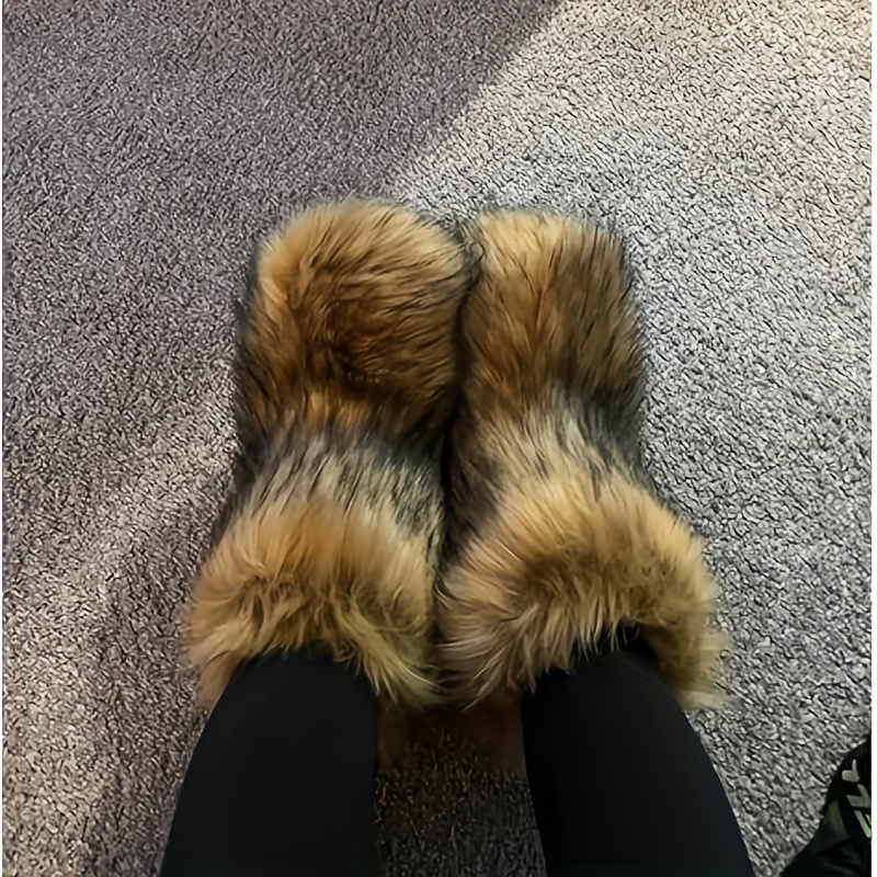 womens furry snow boots faux fur lined booties warm - Temu United