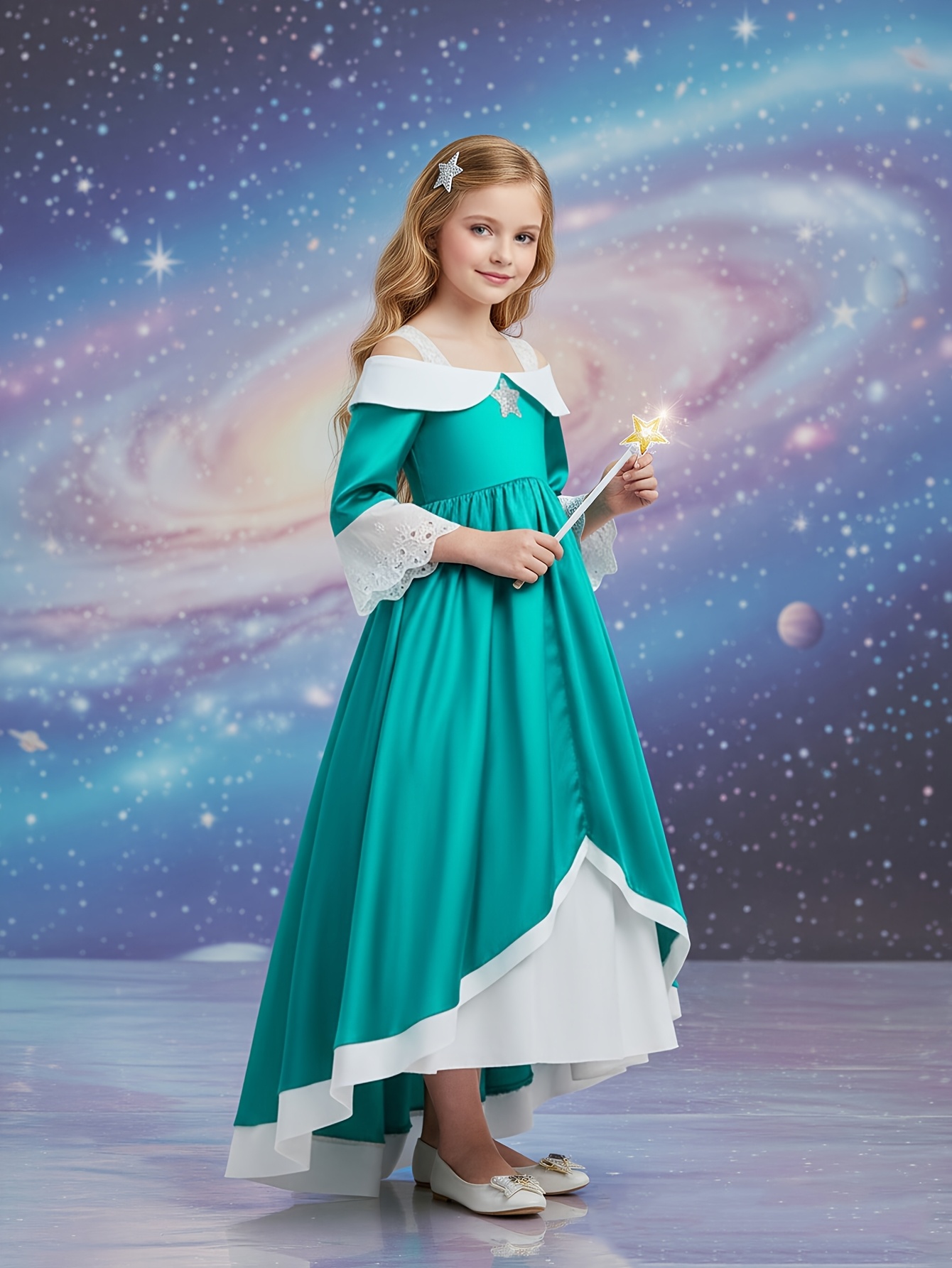 tween princess dress KatieJ Tween Girls Light Blue Smocked Ruffle Dress with Bow Straps Small 7/8