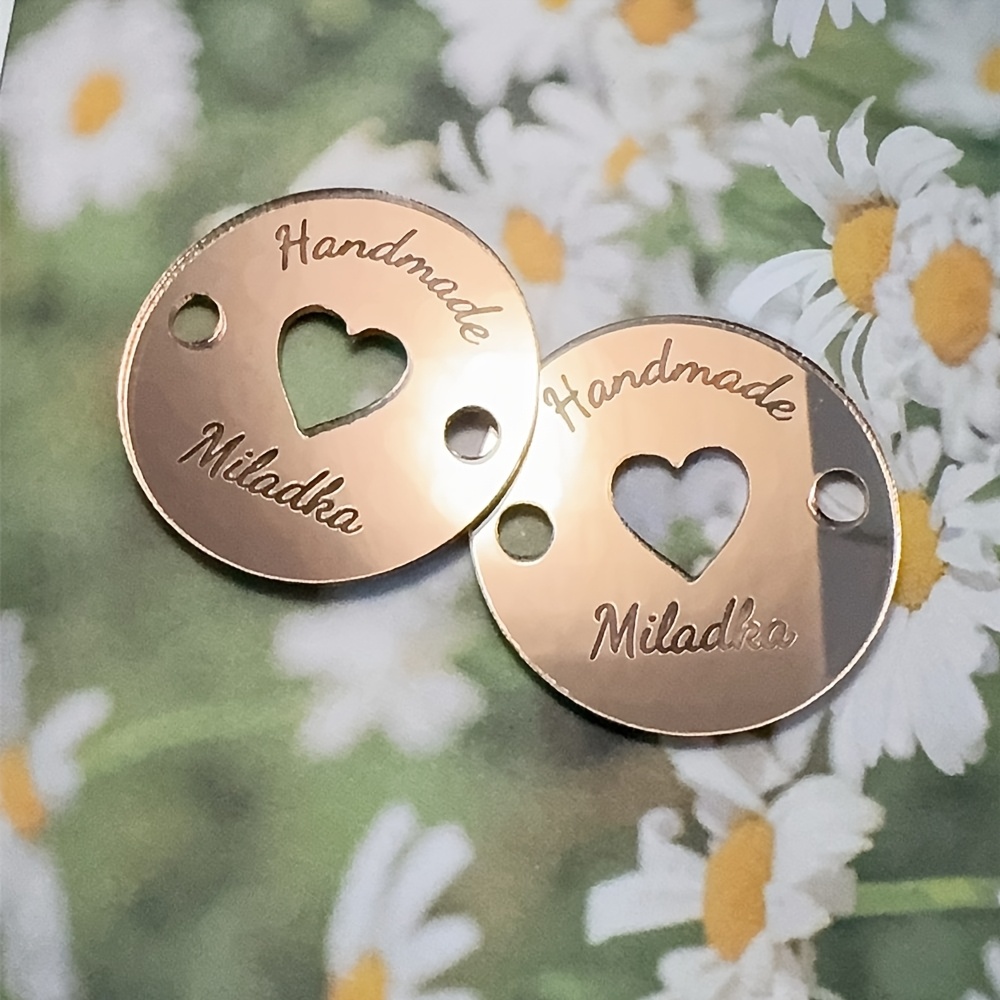 TEMU Customizable Engraved Buttons, Mirror Acrylic Name Tags, Brand Labels, Personalized Name Buttons, Engraved Personalized Buttons, Support