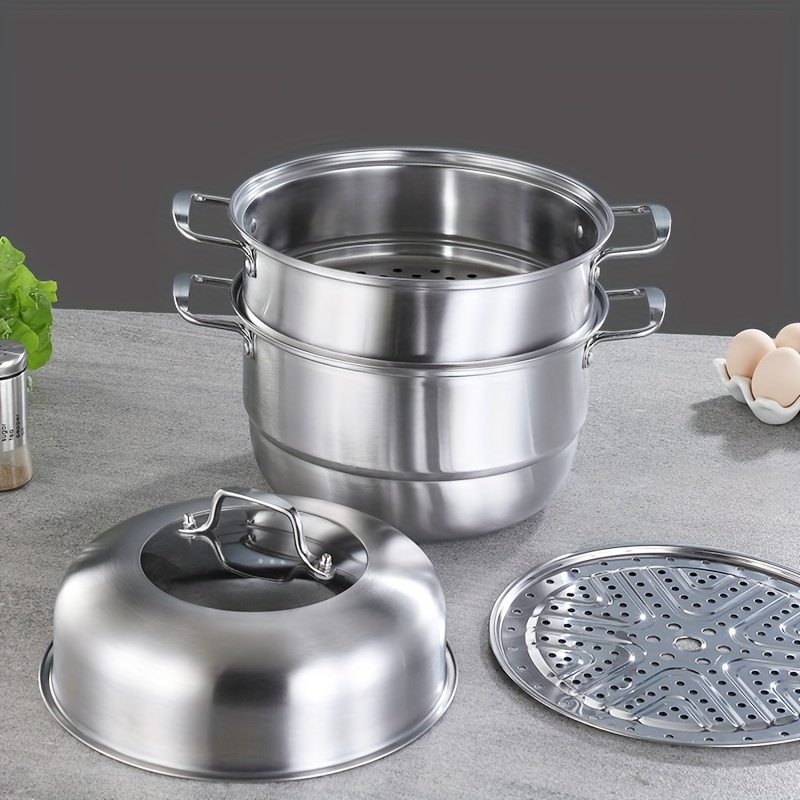   versatile 3 tier stainless steel steamer pot with composite bottom   induction cooktops ideal for   use details 1