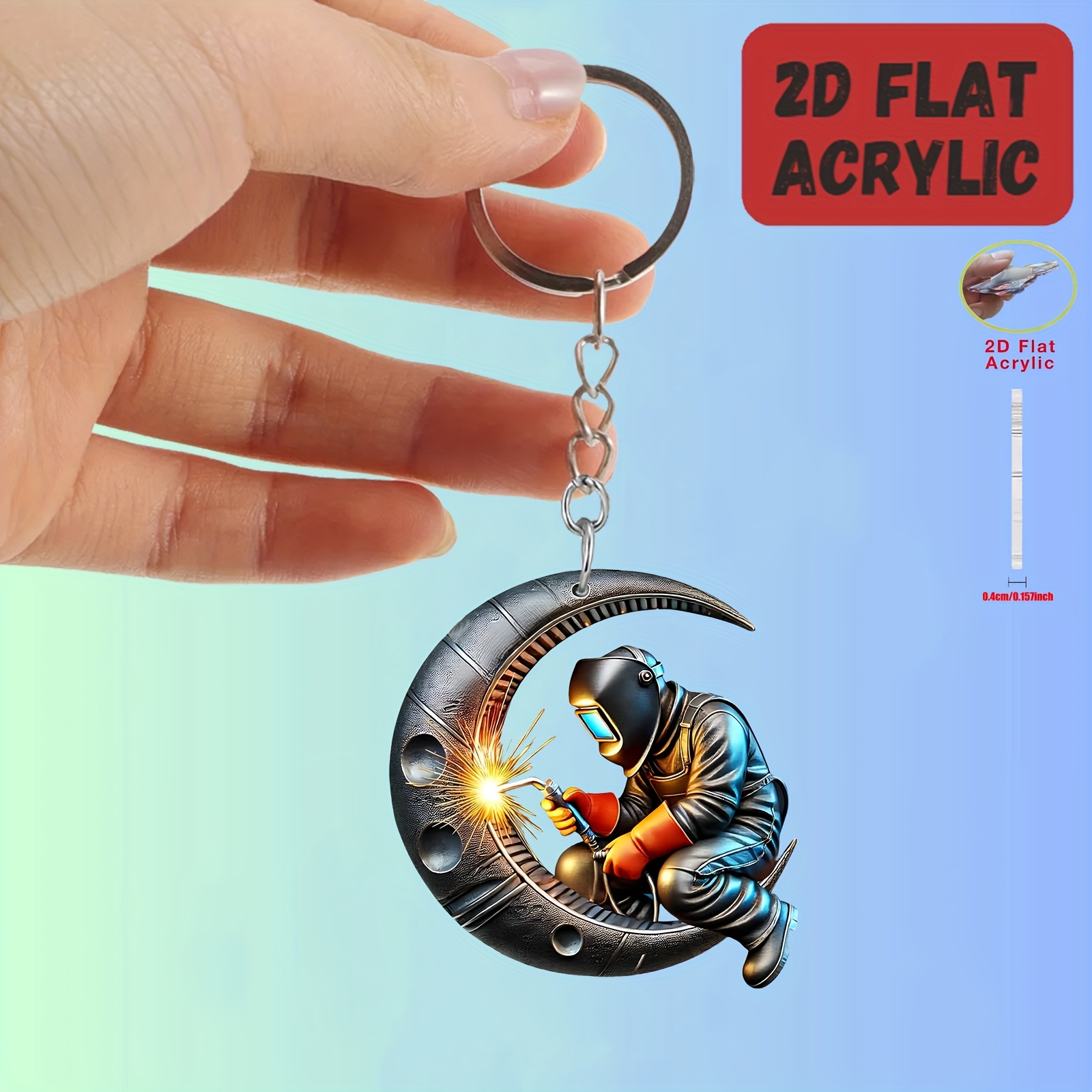 TEMU 2d Flat, 2d Flat Acrylic Keychain, Welder Image Design 1pc/4pcs, Perfect For Mobile Chain, Key Chain, Backpack And Wallet Keychain Decoration,
