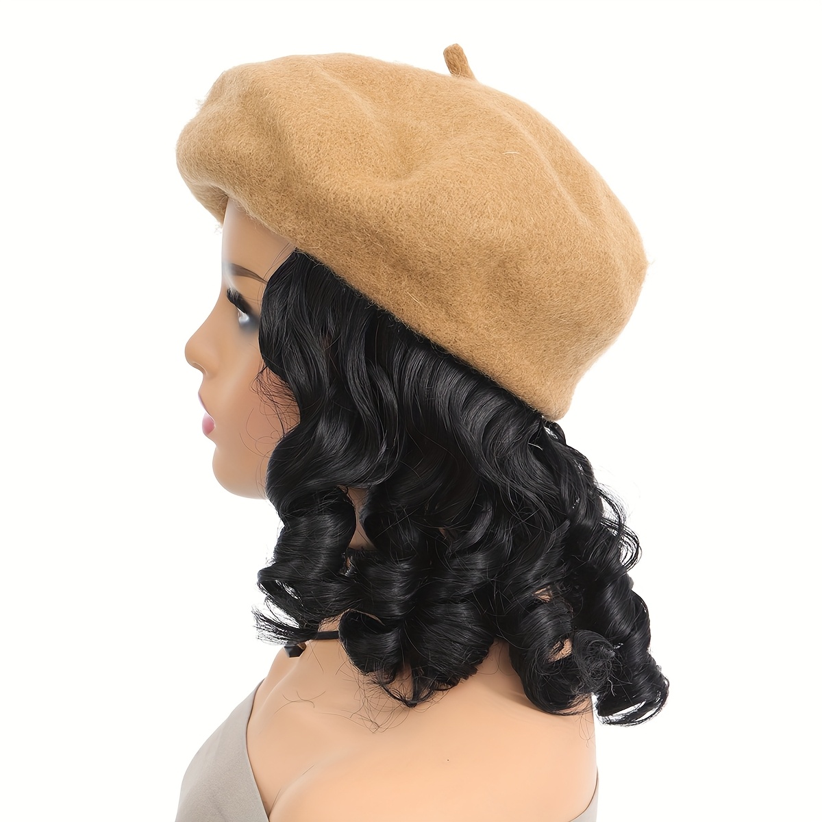 hat wig beret hat hair extensions classic hat - Temu display picture 1