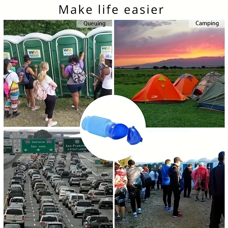Portable 750ml Urinal for Outdoor Camping - Emergency Telescopic Pee Bottle, Stand-Up Design for Women, Ideal for Car Travel & Halloween/Christmas Gifts