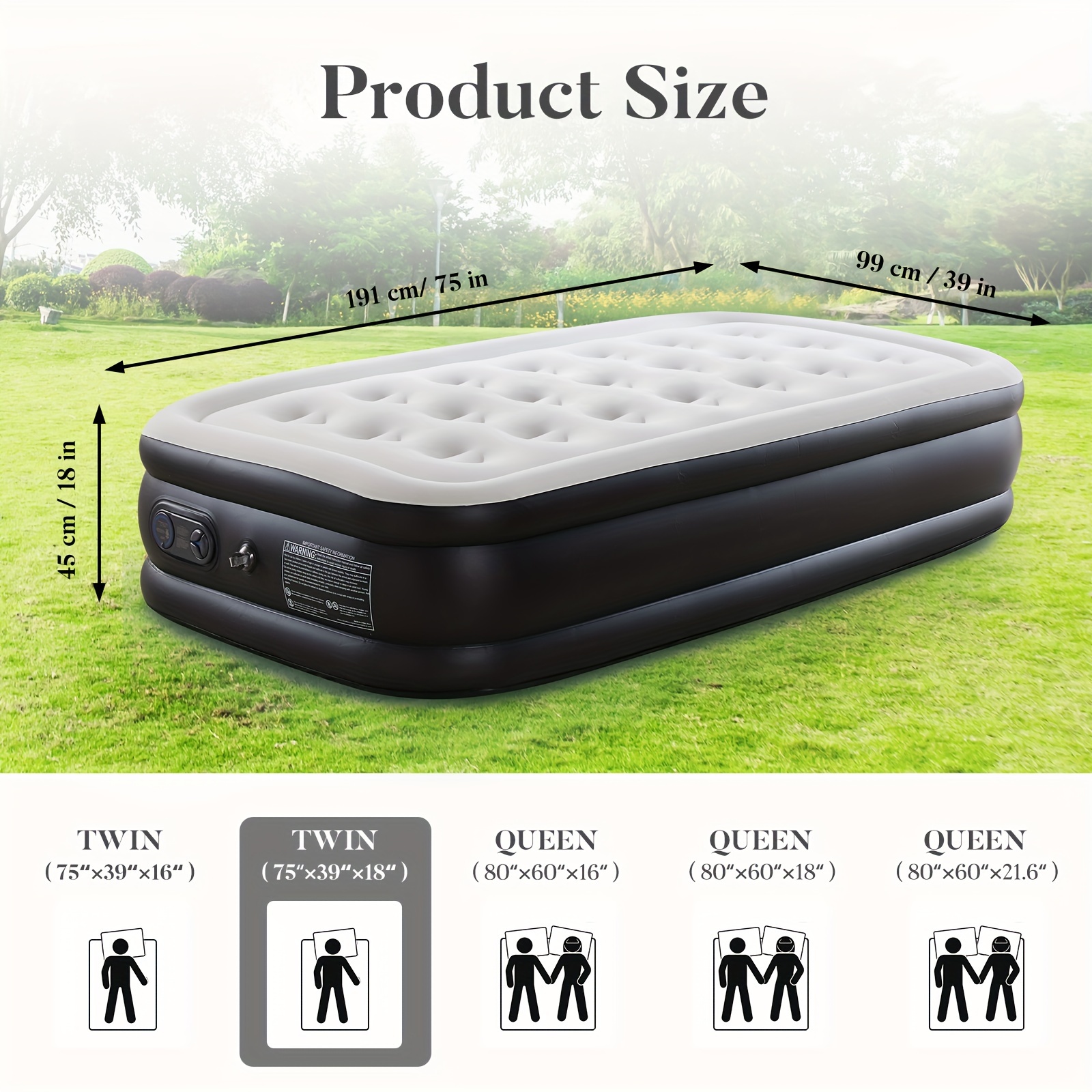 TEMU With Our Tough, Anti- Deformation Premium Camping Air Mattress- Includes Soft Flocking Top For And , With Honeycomb Columns, Pvc, And A High