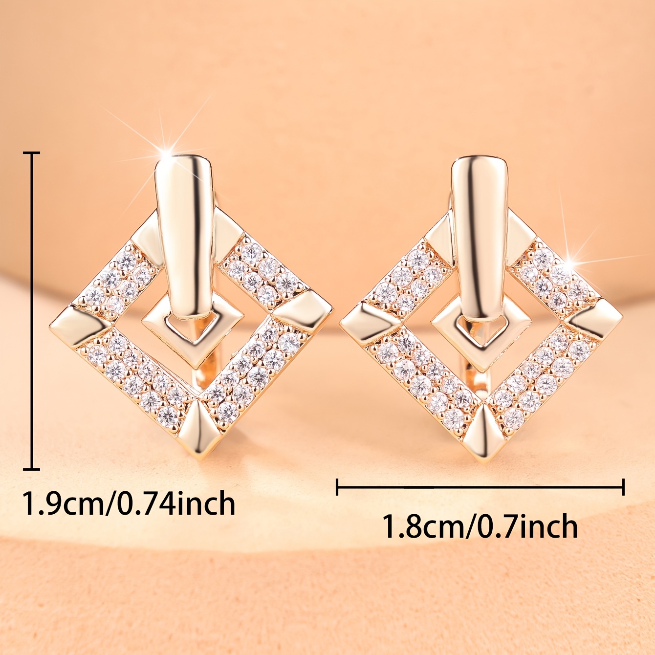 Women's Elegant Double-Layer Geometric Earrings with Cubic Zirconia