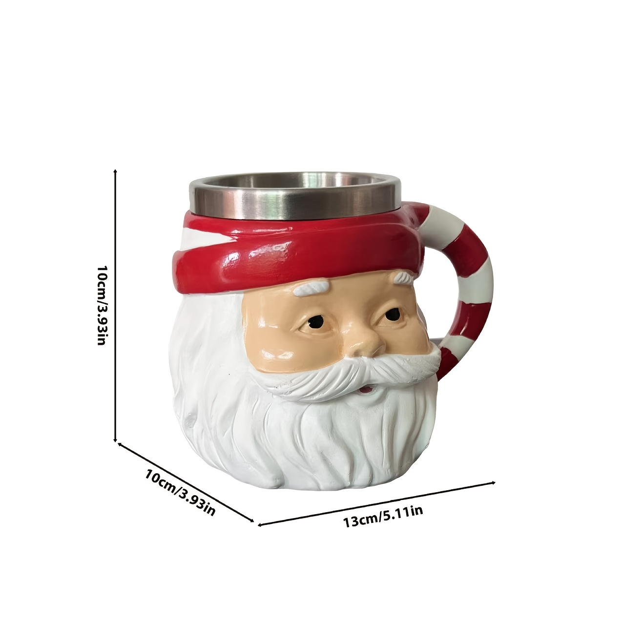 Hand-Painted-Style Resin Santa Claus Mug - Miniature Santa Face with White Beard & Red Hat, Durable Christmas Cup for Hot/Cold Drinks, Holiday Gift for s &, Collectible Figurine (No Assembly Required)