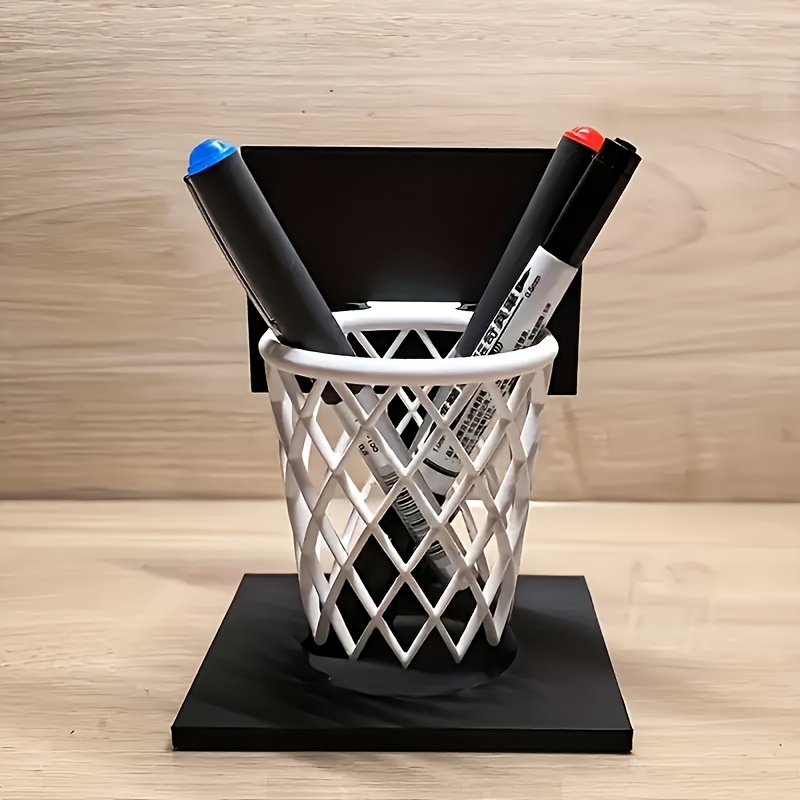 Top pick3D Printed Basketball Hoop Pen Holder - Creative Desktop Organizer with Black Base and White Mesh Design, Space-Saving Decorative Accessory for Home, School, or Office GiftOpen in new tab.