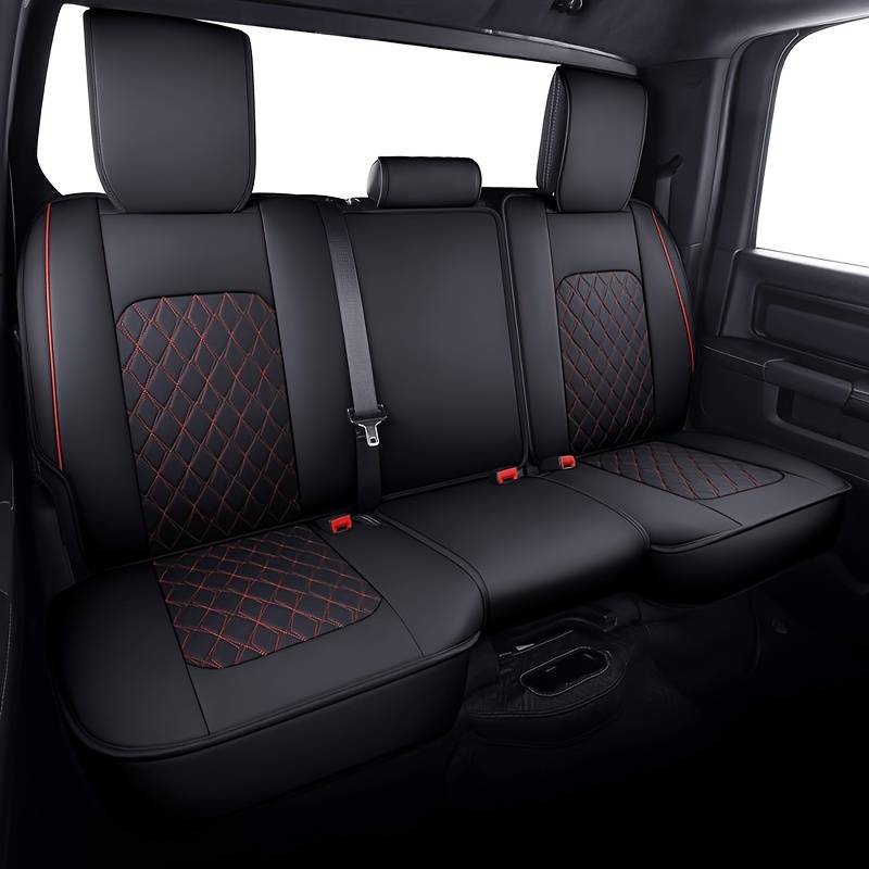 Gearzaar PU Leather Seat Cover Set For Dodge Ram 1500 2500 3500 2009-2023 (Gray, 5 Seats)