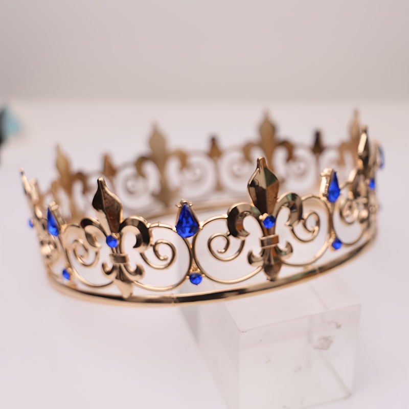 

1pc Unisex Alloy Style Prince Crown, Tiara With Rhinestones, Beauty Pageant And Cosplay Accessory, Shipping Included