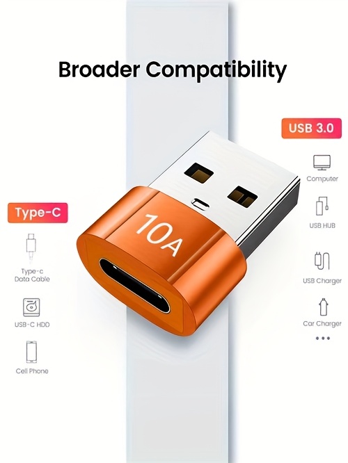 адаптер 10a usb3.0 на type c, быстрое зарядное устройство, разъем type c ( ) на usb ( ), otg-переходник для ноутбука xiaomi samsung usb-c otg Детали 2
