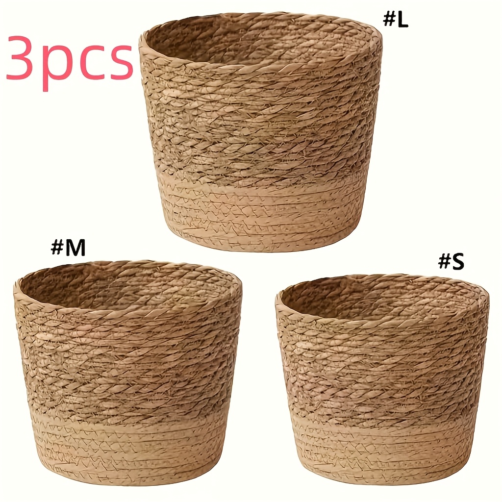 Juego de 3 macetas, macetas tejidas artesanales de estilo bohemio, macetas decorativas para plantas, contenedores para plantas verdes y suculentas, macetas decorativas de interior, macetas de decoración de escritorio. Regalo de jardinería, decoración del hogar