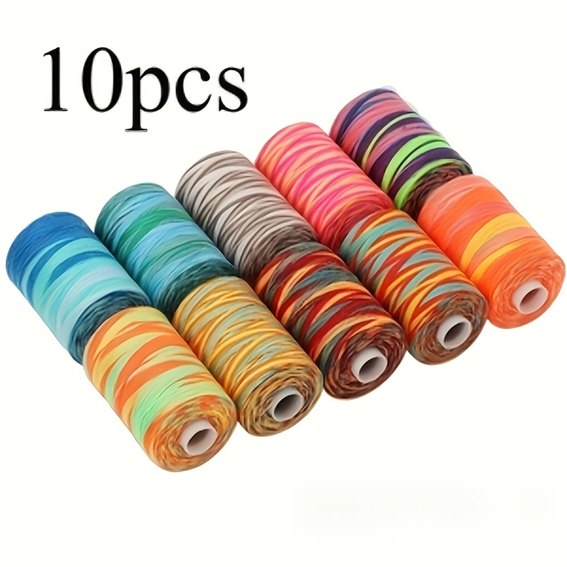 1000 Yards X 10 Spools Colorful Polyester Sewing Thread - Rainbow Gradient, Vibrant Colors For Sewing Machines And Handicrafts, Sewing Additions