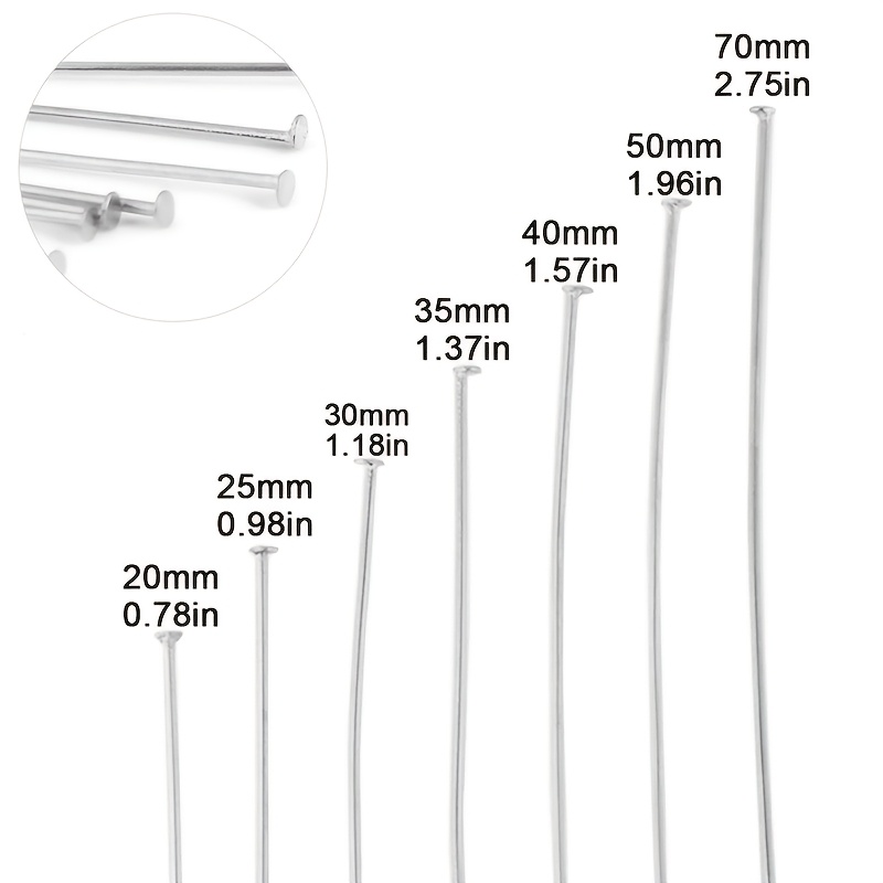 TEMU 2d Flat - 70mm 400pcs Flexible Stainless Steel Pins T-pins Eyelets Suitable For Diy Men's And Women's Handmade Jewelry Bracelet Necklace Earring