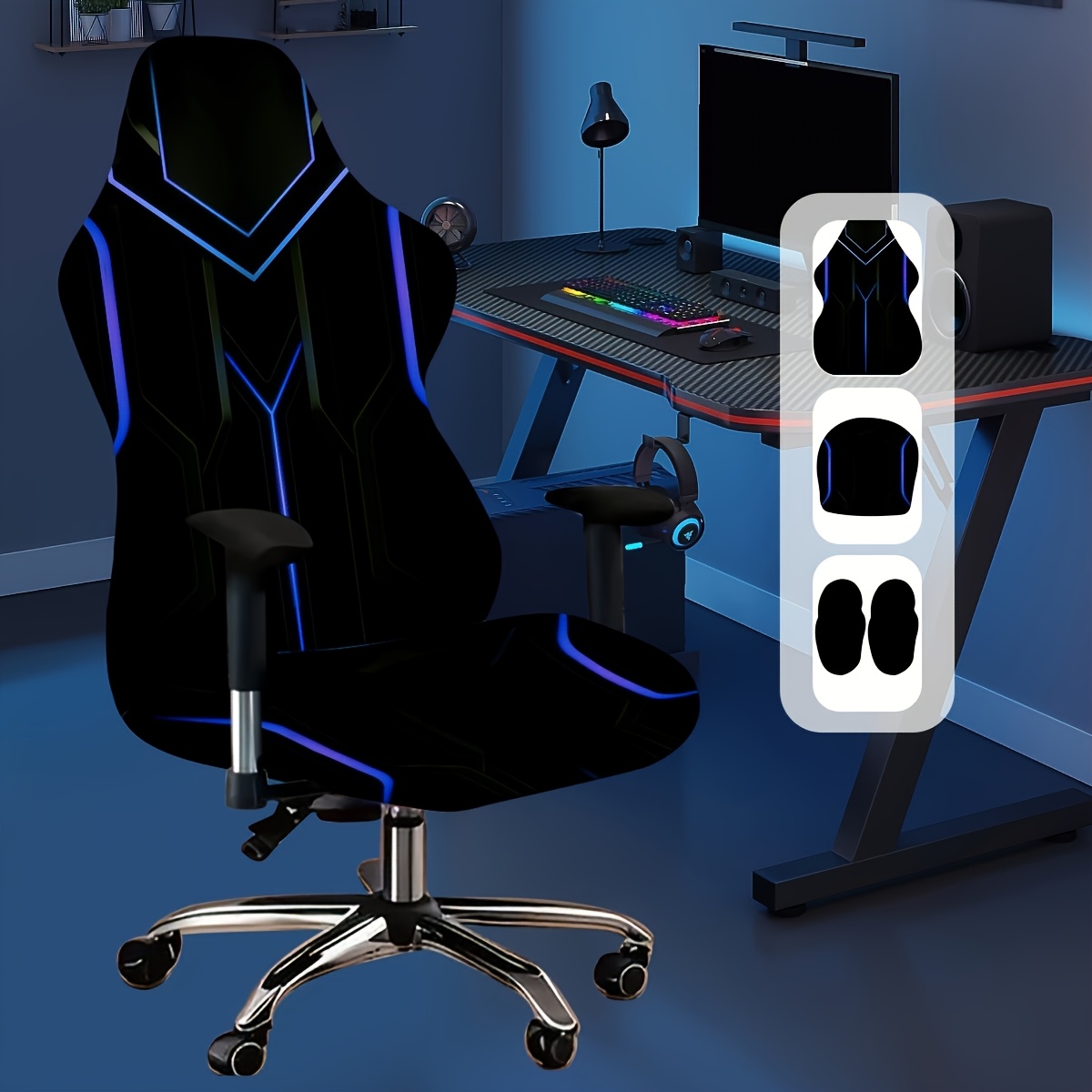 TEMU Chair Cover, Unique , Digital Placement Printing, Office And Gaming Chair Cover, , High-elasticity Washable Office Chair Cover Set, Suitable For