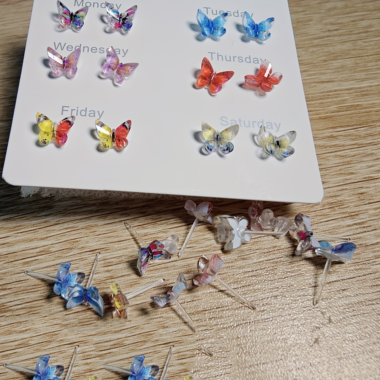 

Chic Mixed Color Butterfly Stud Earrings - Hypoallergenic Resin & Plastic, Cute Design For Girls