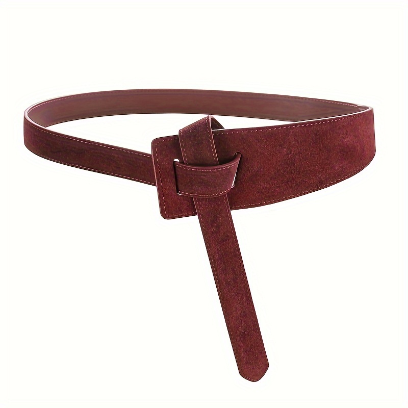 

2024 Women Suede Cowhide Leather Knot Belt Adjustable Tie Waist Belt Without Fashionable For Dresses Jeans Coats Jumpsuit Casual Wear