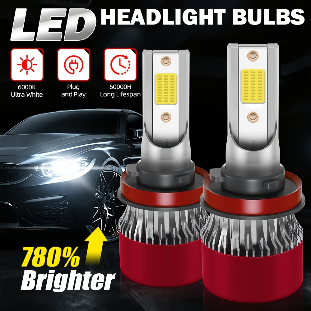H7 LED HEADLIGHT Bulbs Kit 120W 6000K White Canbus