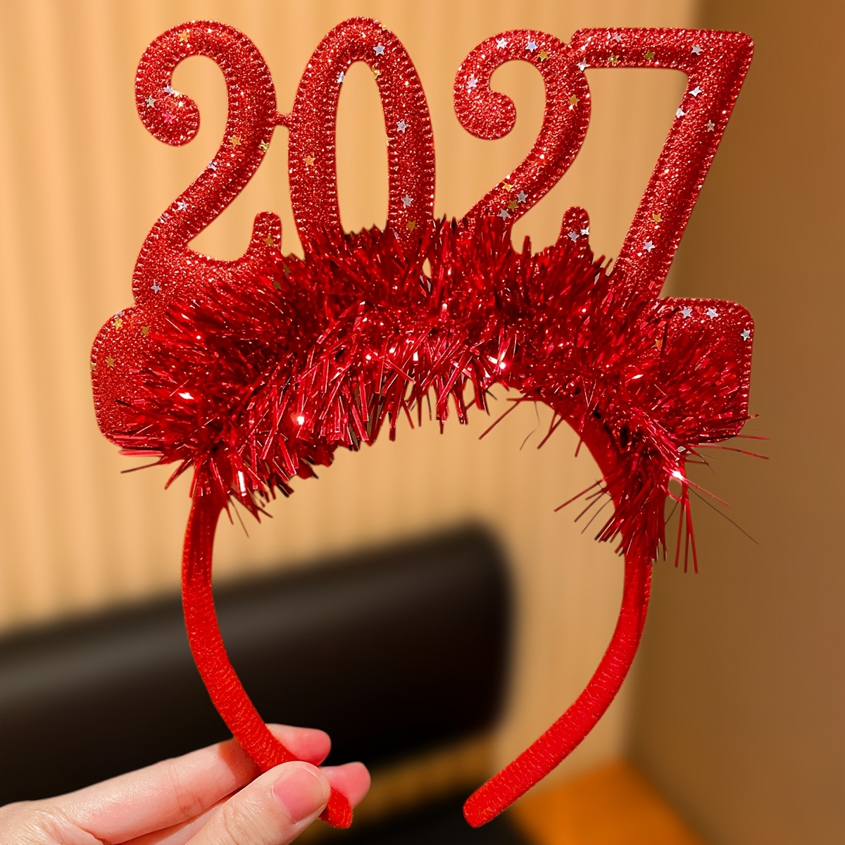 TEMU 1pc Lemon Love Women's 2027 Number Headband - Shiny Bohemian Hair With New Year Numbers, Suitable For Christmas Parties, Photo Props, New Year
