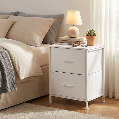 2 drawer dresser for bedroom fabric storage chest nightstand sturdy mdf top non woven drawer organizer unit for closet entryway