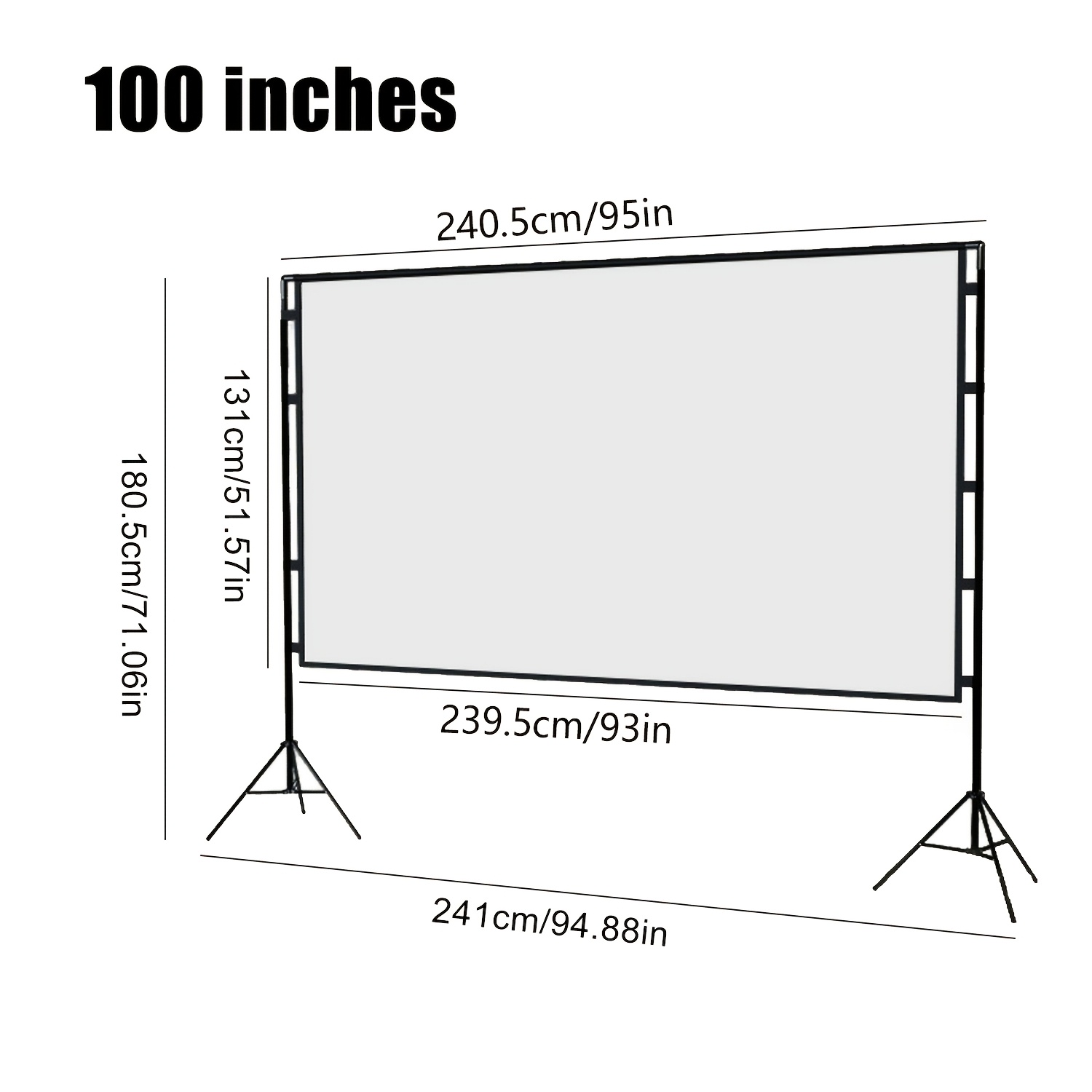 Image of 100/120 Inch With Stand Projection Screen, Portable Foldable Projection Screen, Indoor And Outdoor Home Theater, Backyard Camping Party Tripod Movie Screen