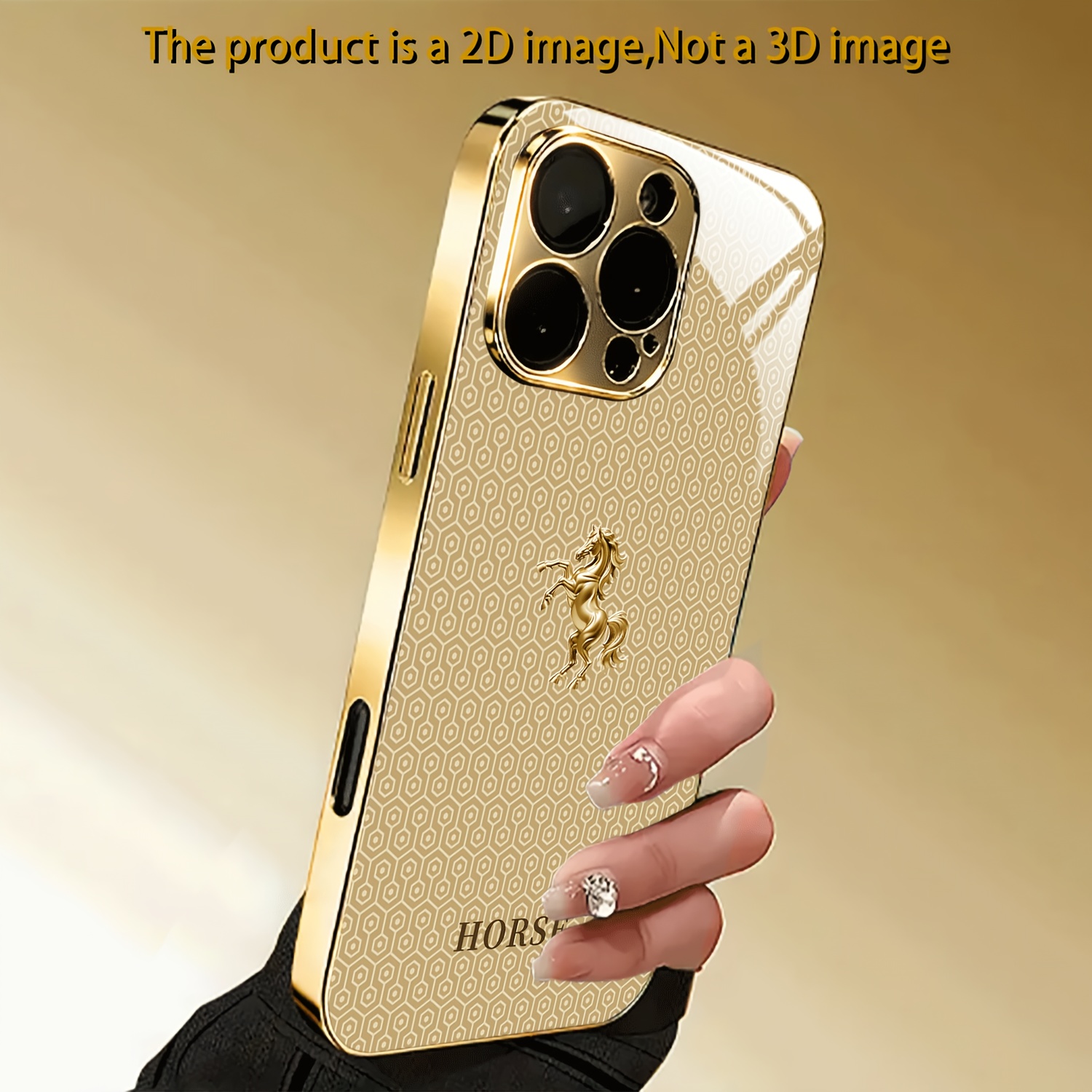 TEMU Phone Case - 2d (random Lens Frame) Light Brown Rhombus Design Electroplated Case Protective Cover For Iphone 17/17 Pro/17 Air/17 Pro Max/16/16