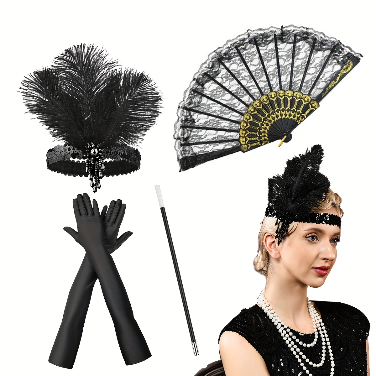 E-shop D 4-teiliges 1920er Vintage Styling Set /Hochzeit/Party Dekoration 4-teiliges Set 1920er Ball Style Additions