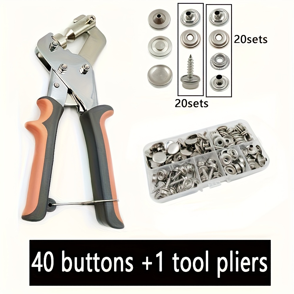 Kit De Boutons Pression QWORK Avec Pince - 40 Ensembles Pour Bâches, Toiles Et Cuir
