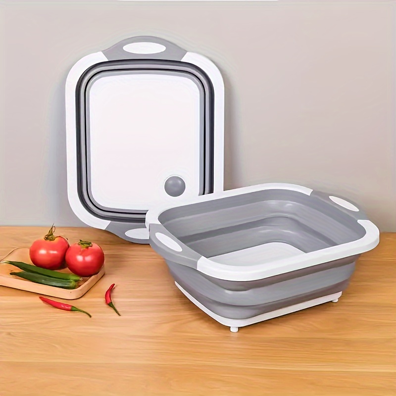 Tábua de corte de plástico multifuncional com   de lavagem dobrável - Design antiderrapante, pendurável, seguro para o contacto com alimentos para cortar e lavar 7