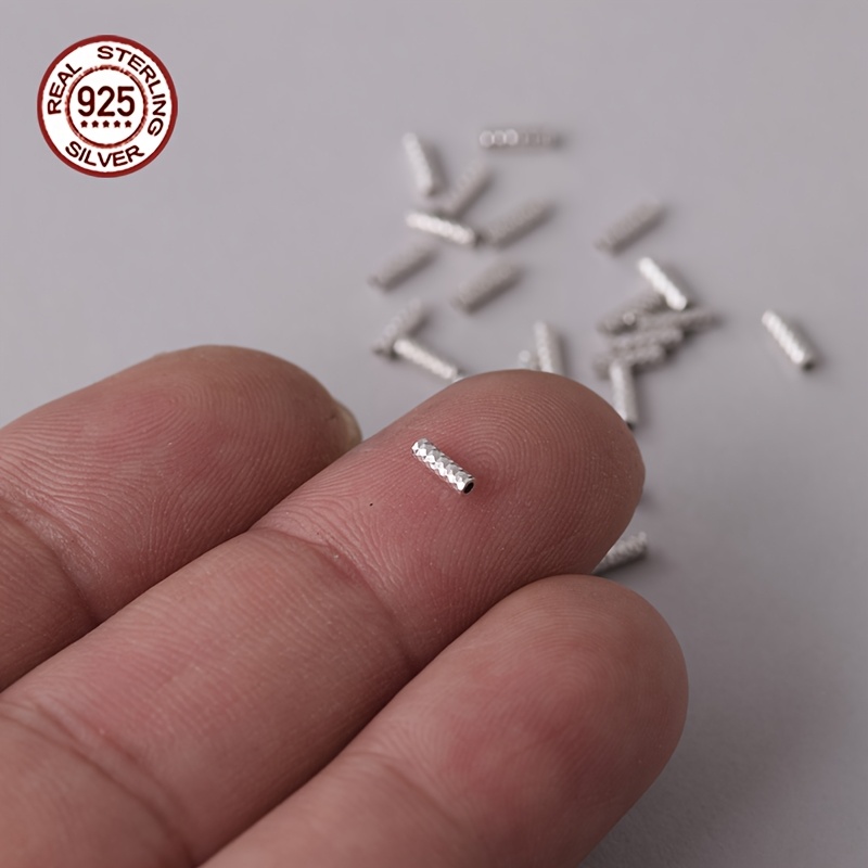 30pcs Pure Silver Round Tube Beads for DIY Jewellery Making