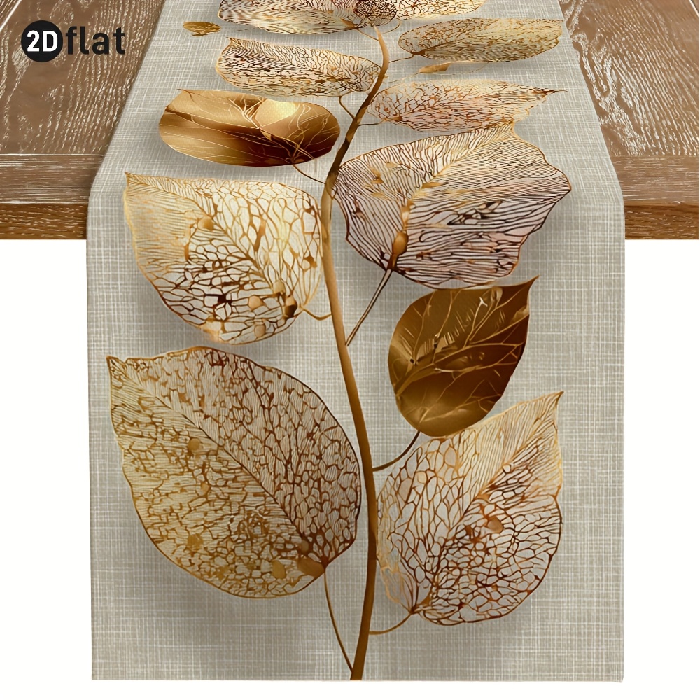 1pc, 2d Flat Printing, Gilded Branch Abstract Table Runner, Natural Texture Table Runner, Light Luxury Minimalist Style, Tablecloth Table Runner, Long Picture Printing Clear Texture, Home Decor