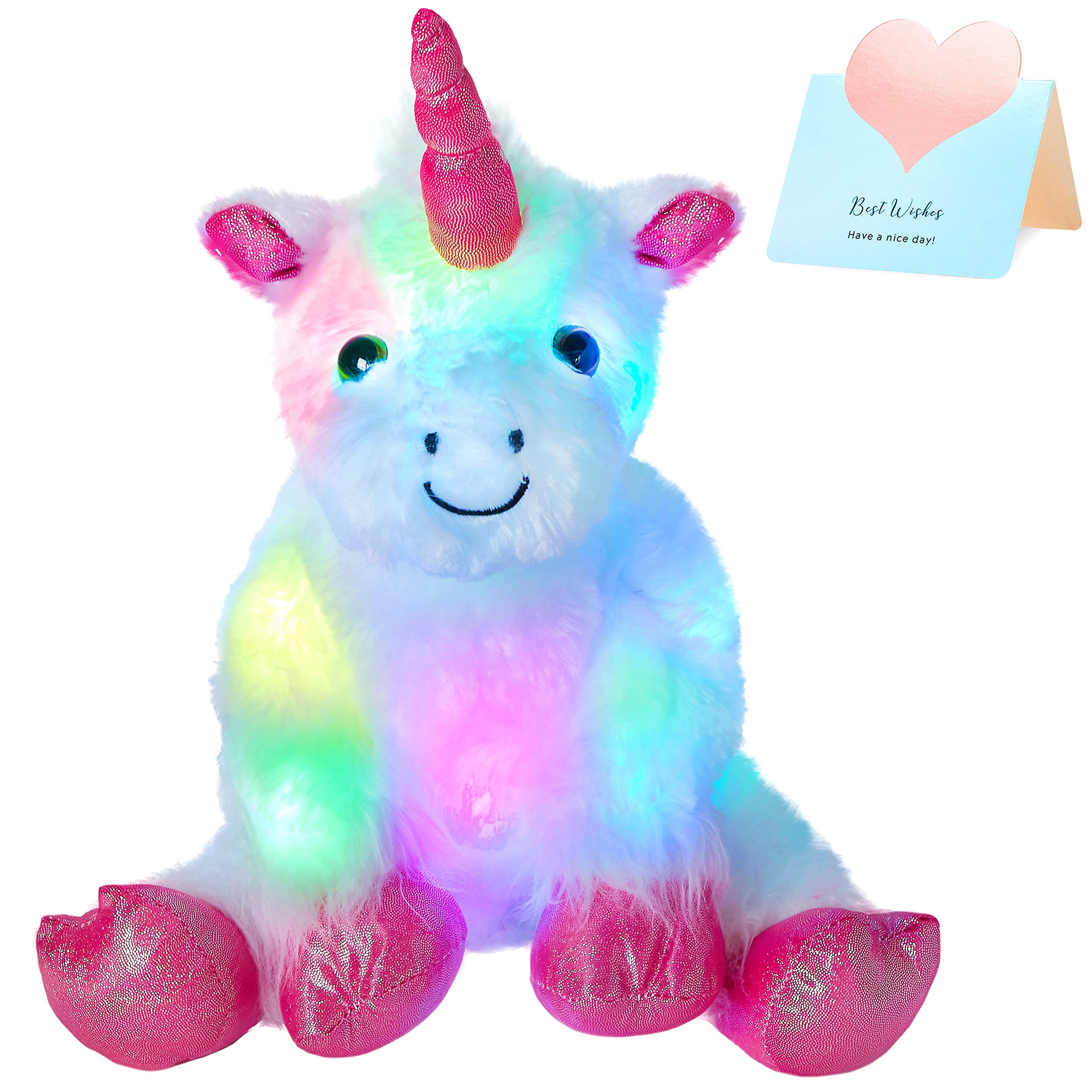 

Glowing Unicorn Plush Toy, Unicorn Stuffed Animal With Light(without Battery), Christmas Thanksgiving Day Decor, Birthday Soft Plush Toy Gift For Kids, Cute Sleeping Unicorn Doll