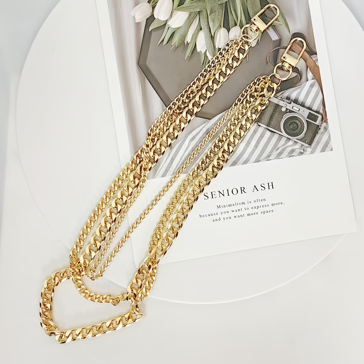

1pc Golden-tone Hip Hop Pants Chain - Fashionable Aluminum Alloy Accessory With Clasp, Party &
