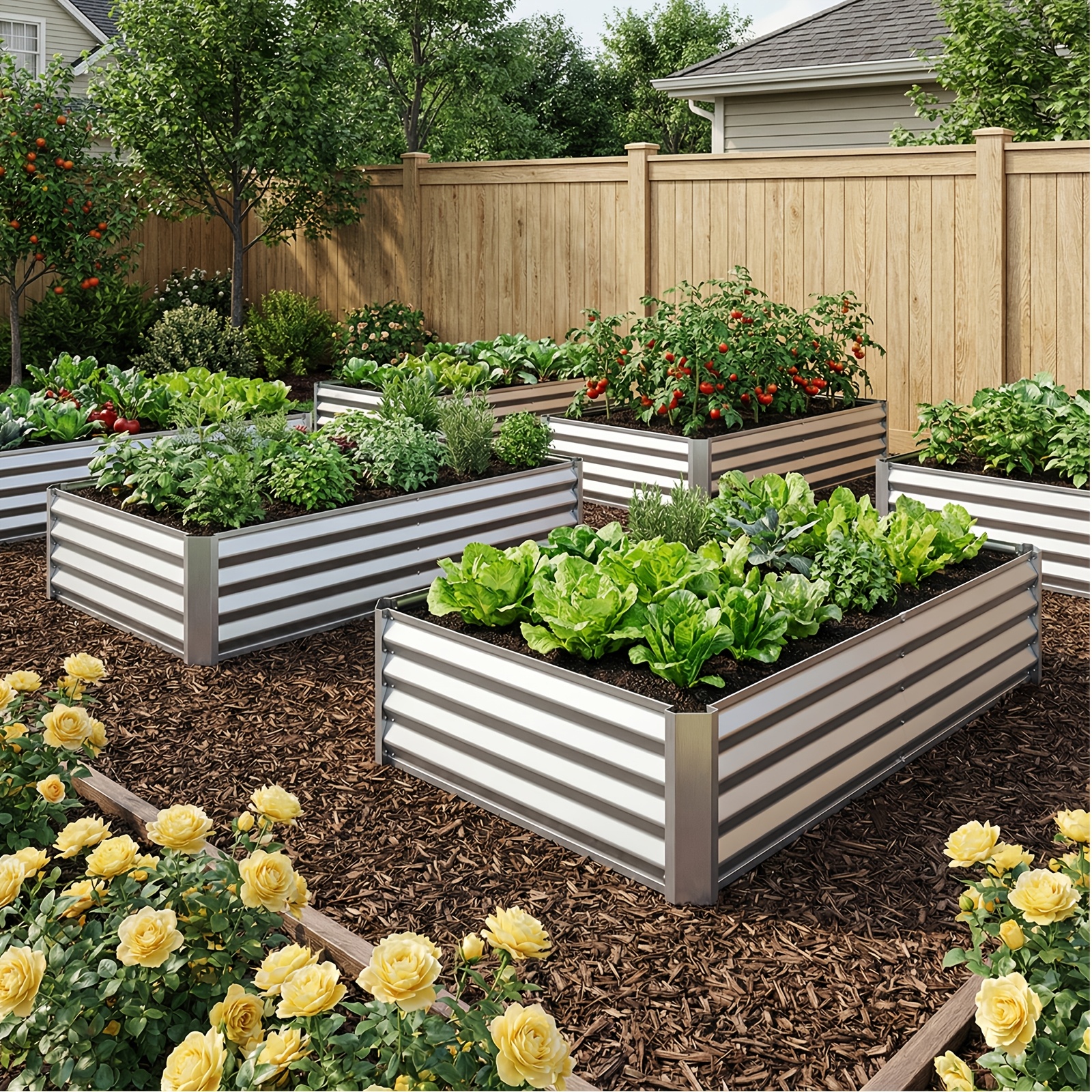   1pc metal raised garden bed 4x2x1ft 6x3x1ft 8x4x1ft outdoor galvanized planter suitable for flowers plants vegetables and herbs durable and easy to assemble   with a detailed   manual herb gardening durable construction