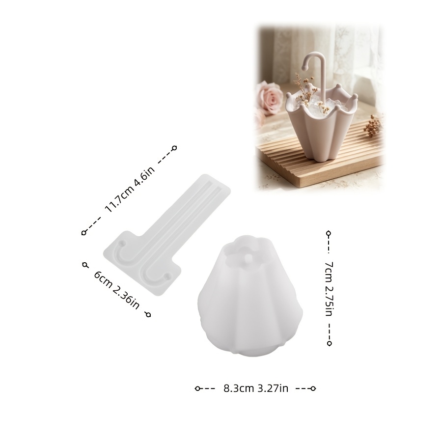 TEMU Resin Liquid Mold 2- Umbrella-shaped Storage Jar Silicone Mold For Resin, Gypsum Cement, And Scented Candle Ornaments, Reusable, Easy To Demold,