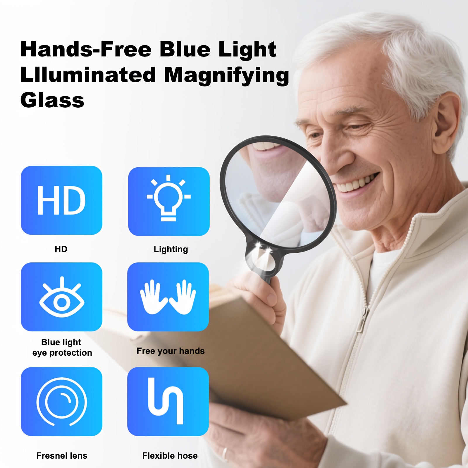 led reading lamp portable and lightweight offers reliable lighting for reading studying   with dual lens 5x 10  for   detail battery powered with two aaa carbon batteries Product details 0