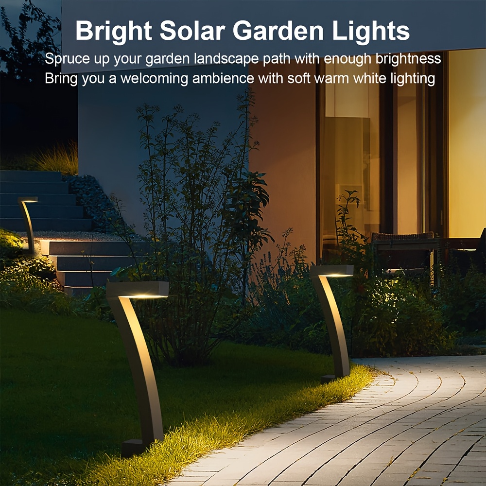 4 Pcs Solar Lights Outdoor Walkway Lights, Upgrade Bright LED Outdoor Solar Lights for Outdoor, Solar Garden Lights for Patio, Driveway, Walkway, Landscape, Yard Decoration