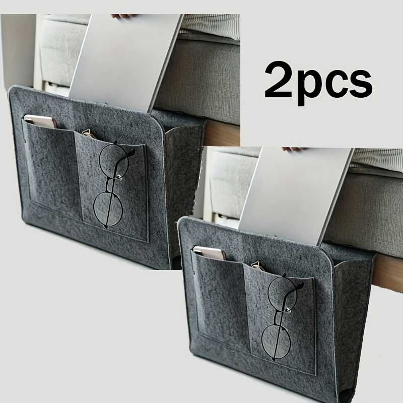 TEMU 2pcs Bedside Storage Bags - Hanging Baskets With Durable Fabric Organizer Pouches, Suitable For Beds And Sofas, Space- Invisible Storage Design