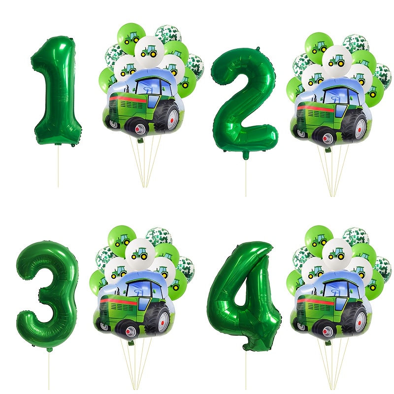 

12pcs Tractor Farm Theme Balloon Set, 32" Balloons With Curling Ribbon, Aluminum Film, For Birthday, Anniversary, Housewarming, Mardi Gras, Hawaiian Luau, Indoor & Outdoor Party Decorations, All