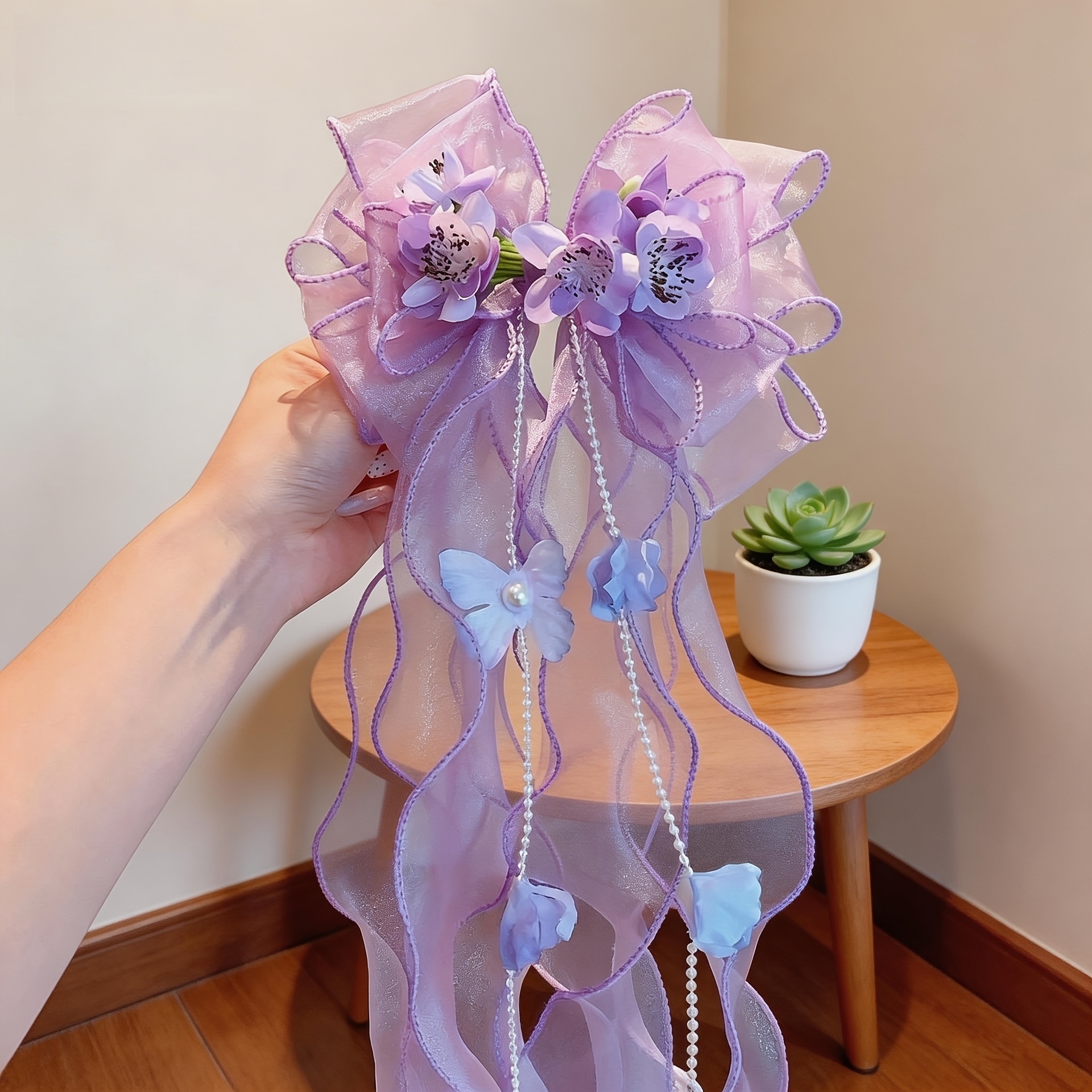 Bow Lily Of The Valley Hair Clip Long Ribbon Elegant French Style Hair Accessory For Women